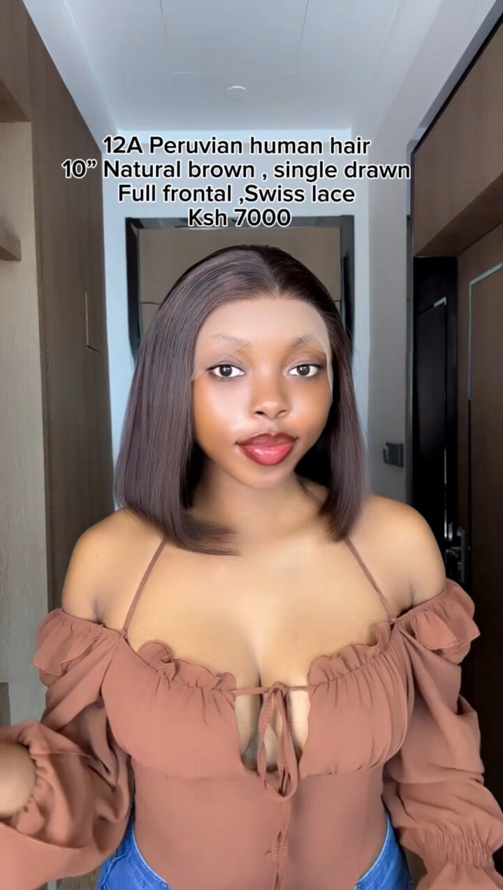 Natural Brown 10" 12A Peruvian human hair frontal bobs