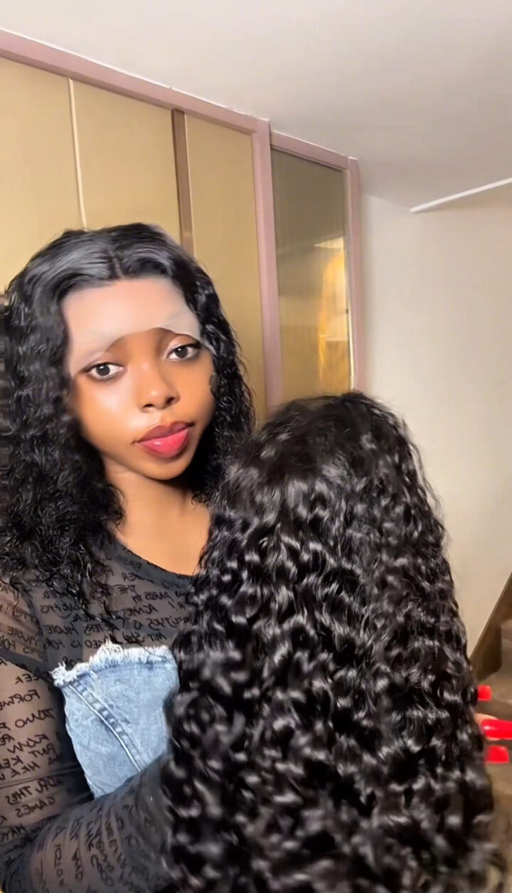Black 16" 9A Human Hair Waterwave frontals