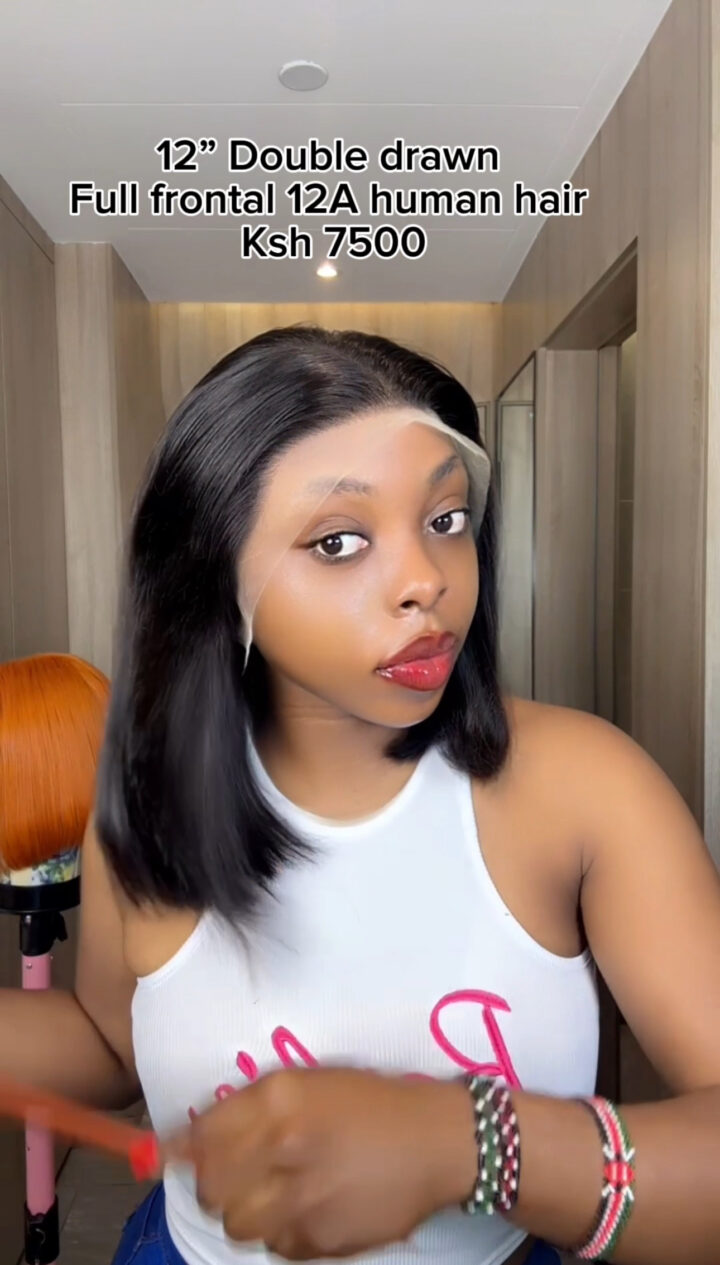 Double Drawn 12 inches 12A Human Hair bobs